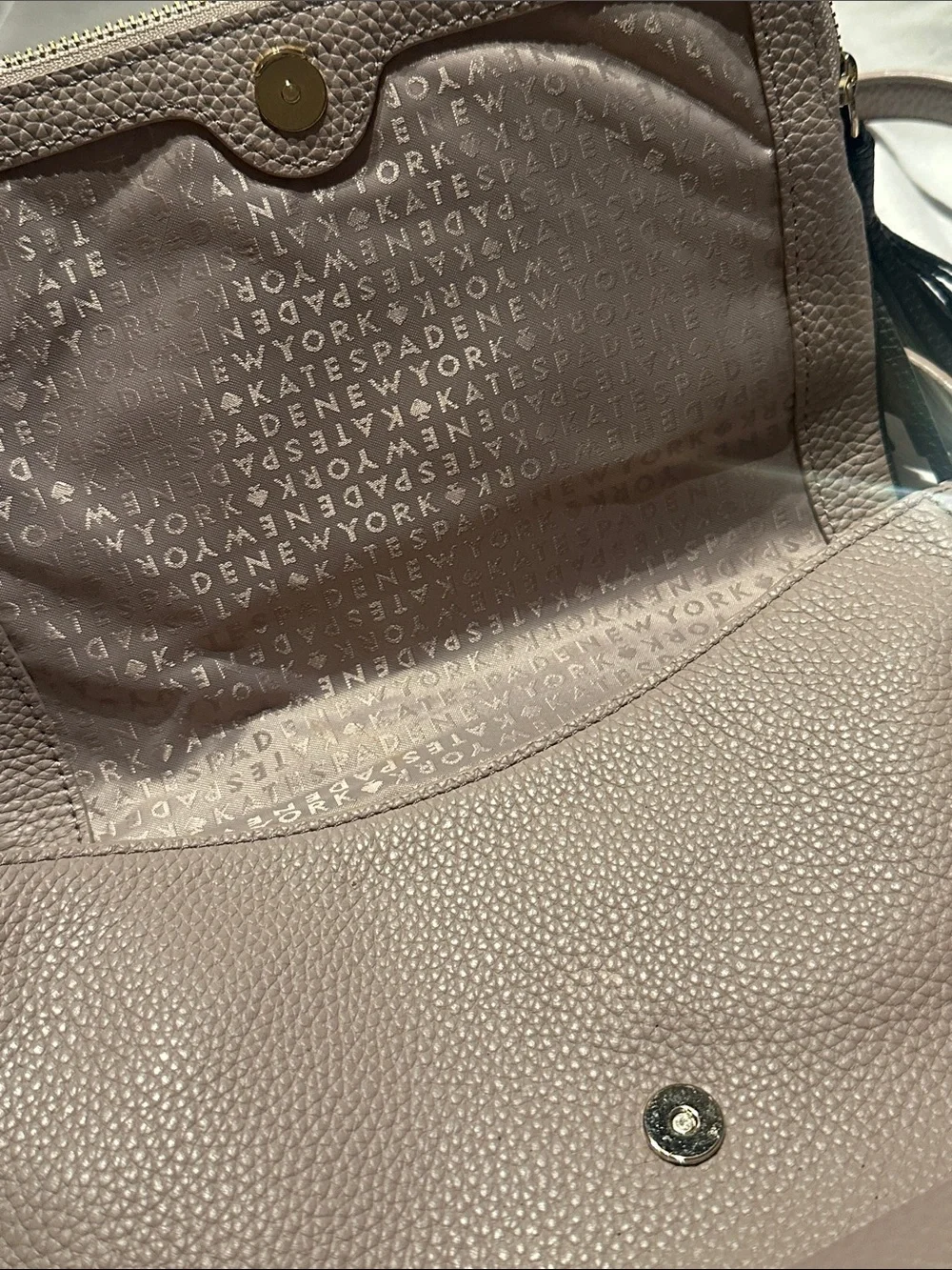 kate spade mauve taupe pebbled leather crossbody with tassel